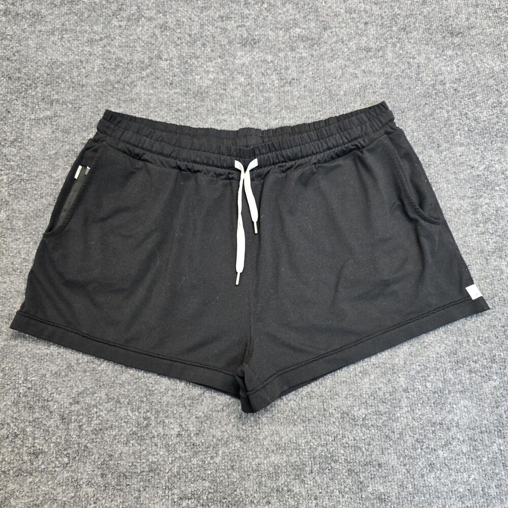 Vuori Halo Performance Short Womens Sz XL Black Deamknit Drawstring Athleisure